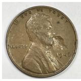 1941 Lincoln Wheat Cent Struck-Through Error
