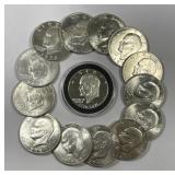 14 Silver Eisenhower Dollars IKE $1