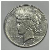 1934-D Peace Silver $1 About Uncirculated AU