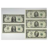 Selection of 1995 Federal Reserve Notes $1 - $10