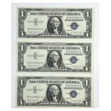 Trio 1957-B $1 Silver Certificate Uncirculated CU
