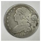1838 Capped Bust Silver Quarter AG details