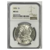 1896 Morgan Silver $1 NGC MS63