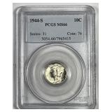 1944-S Mercury Silver Dime PCGS MS66