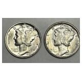 1944 P & S Mercury Dime Pair Uncirculated BU