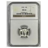1935 Mercury Silver Dime NGC MS66