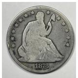 1873 Seated Liberty Silver Half No Arrows G detail
