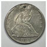 1875 Seated Liberty Silver Half VF details