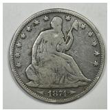 1874 Seated Liberty Silver Half w/Arrows Good G