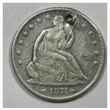 1874-S Seated Liberty Silver Half VF details