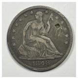 1848 Seated Liberty Silver Half XF details