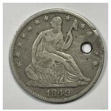 1849-O Seated Liberty Silver Half VF details