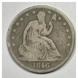1846-O Seated Liberty Silver Half Good details