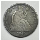 1845 Seated Liberty Silver Half Good details