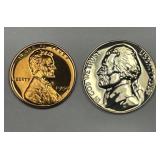 1954 Lincoln Cent & Jefferson Nickel Proof Pair
