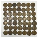 Lot of 49 Early Dated Lincoln Cents 1909 to 1921