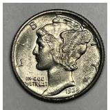 1938 Mercury Silver Dime Uncirculated UNC