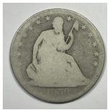 1859-S Seated Liberty Silver Half About Good AG