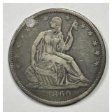 1860-O Seated Liberty Silver Half VF details