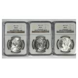 1881-S Morgan Silver Dollar Trio NGC MS65