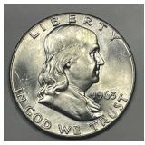 1963 Franklin Silver Half Brilliant Uncirculated