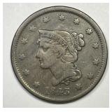 1843 Braided Hair Large Cent Sharp Fine F+