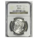 1881-S Morgan Silver $1 NGC MS62