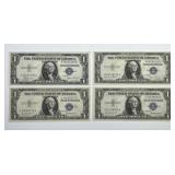 Four Series 1935 $1 Silver Certificates Crisp Unc