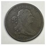 1806 Draped Bust Half Cent  No Stems Fine F