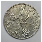 PANAMA: 1947 Silver Un Balboa AU