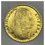 MEXICO: 1865 Gold Maximiliano Peso