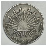 MEXICO: 1892-Pi MR Silver 8 Reale