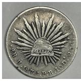 MEXICO: 1872-Ho PR Silver 8 Reale