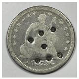 1873 Seated Liberty Silver Quarter Good details