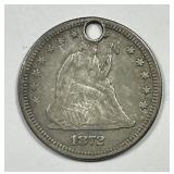 1872 Seated Liberty Silver Quarter Fine details
