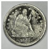 1869-S Seated Liberty Silver Quarter Good details