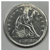 1873-S Seated Liberty Silver Quarter AU details