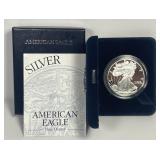1996 Proof American Silver Eagle w/ Box & COA