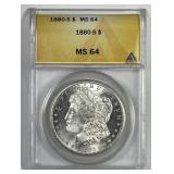 1880-S Morgan Silver $1 ANACS MS64
