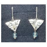 Artisan Hammered Sterling Triangle Dangle Earrings