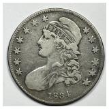 1834 Capped Bust Silver Half Very Fine VF