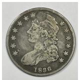 1836 Capped Bust Silver Half VG details