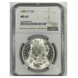 1883-O Morgan Silver $1 NGC MS63