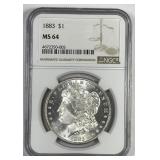 1883 Morgan Silver $1 NGC MS64