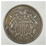 1865 Two Cent Piece Very Fine VF+