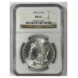 1904-O Morgan Silver $1 Gem BU NGC MS65