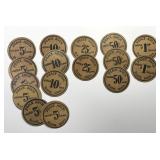 Assortment of 1933 Wood Coins Peace Arch Blaine WA