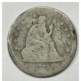 1862-S Seated Liberty Silver Quarter AG details