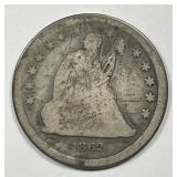 1862 Seated Liberty Silver Quarter Good details