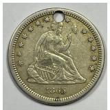 1865-S Seated Liberty Silver Quarter XF details